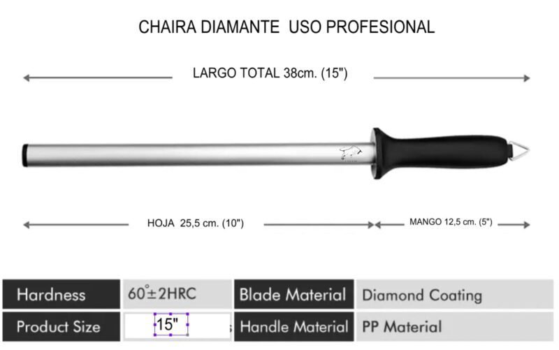 Chaira Diamante 25 Cm. Para Afilar Cuchillos (10 Pulgadas) - Imagen 6