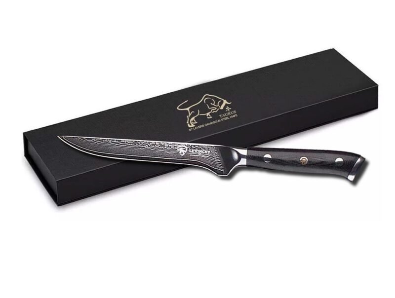 Cuchillo Deshuesar 6" Acero Damasco Mango G10 fibra carbono
