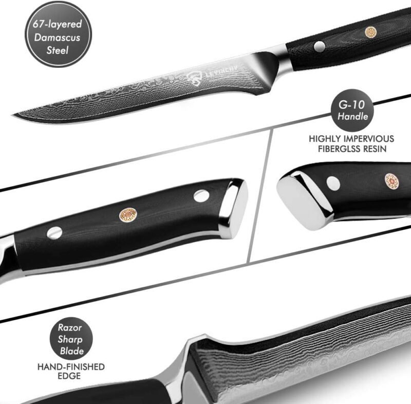 Cuchillo Deshuesar 6" Acero Damasco Mango G10 fibra carbono - Imagen 6