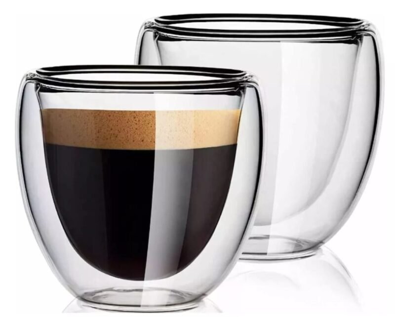 Set 6 Vasos Café Vidrio Doble Pared Térmico