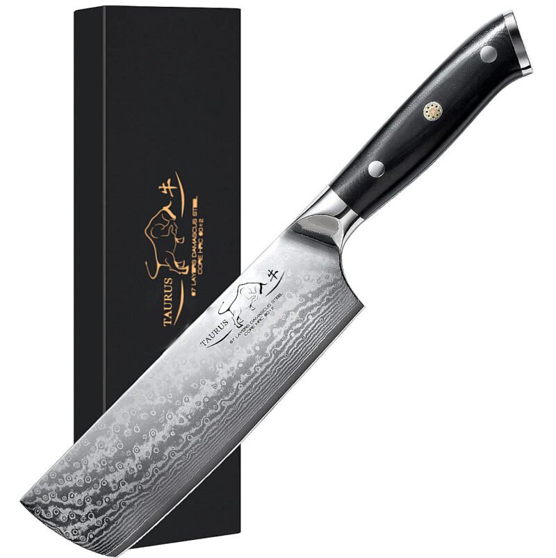 Cuchillo  Nakiri Acero Damasco 7" Mango G10